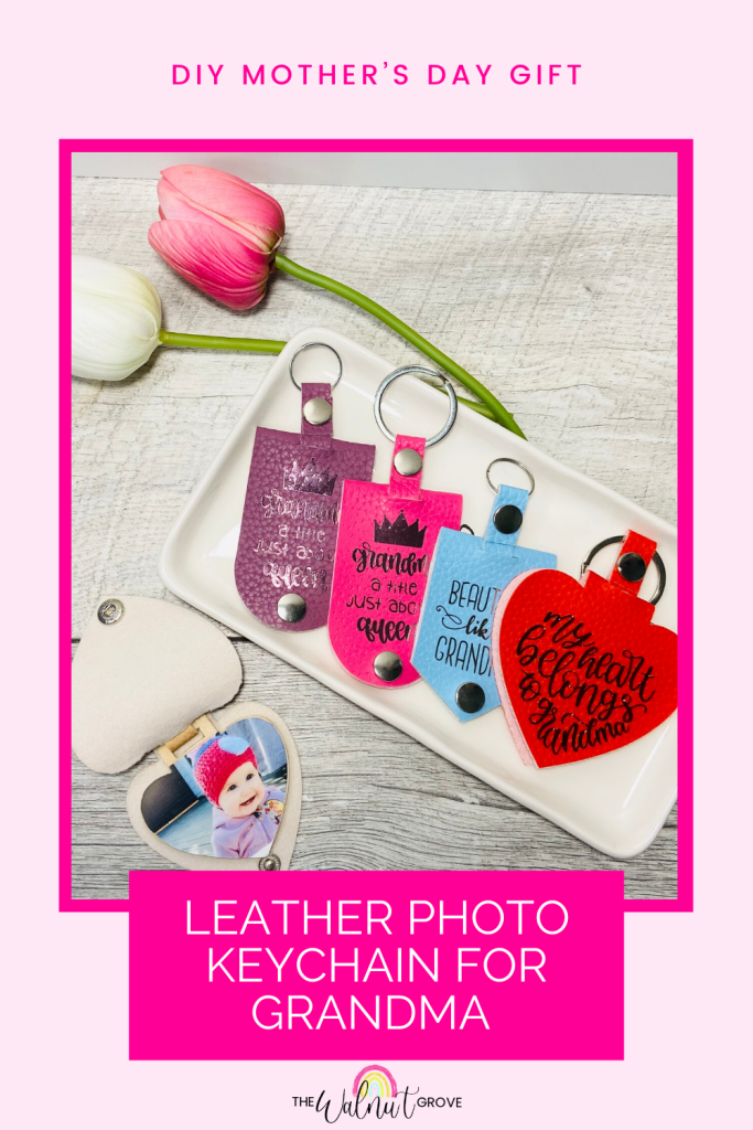 Make this leather photo keychain as a Mother’s Day gift for grandma with this free tutorial by The Walnut Grove. Follow the tutorial and use your Cricut Maker to customize one of these adorable keychains.